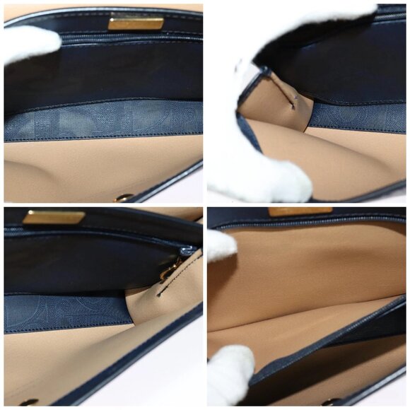 Christian Dior Trotter Canvas Shoulder Bag PVC Navy Gold Auth ep9088 - Picture 15 of 16